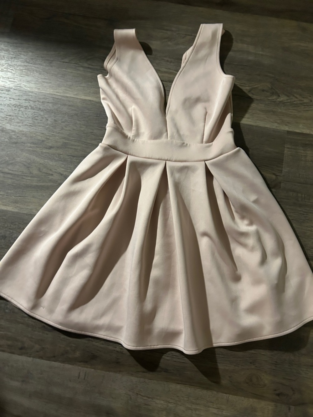 Forever 21 Pale Pink Deep V Pleated Mini Dress